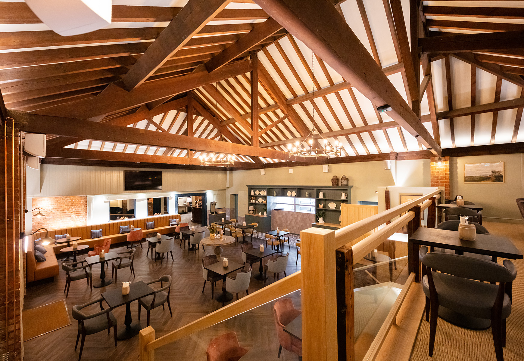 barn style restaurant set over two levels