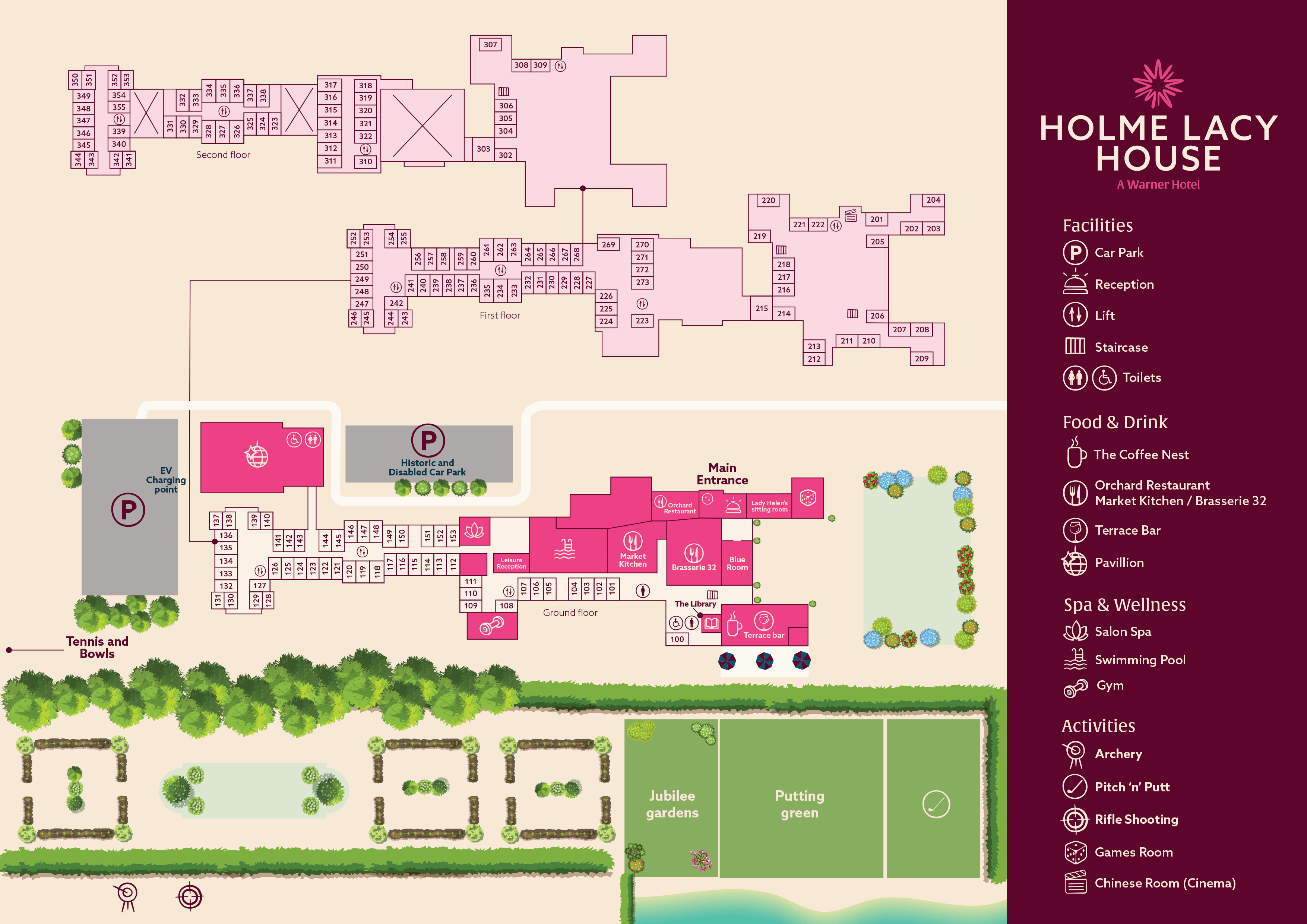 map of Holme Lacey House Hotel