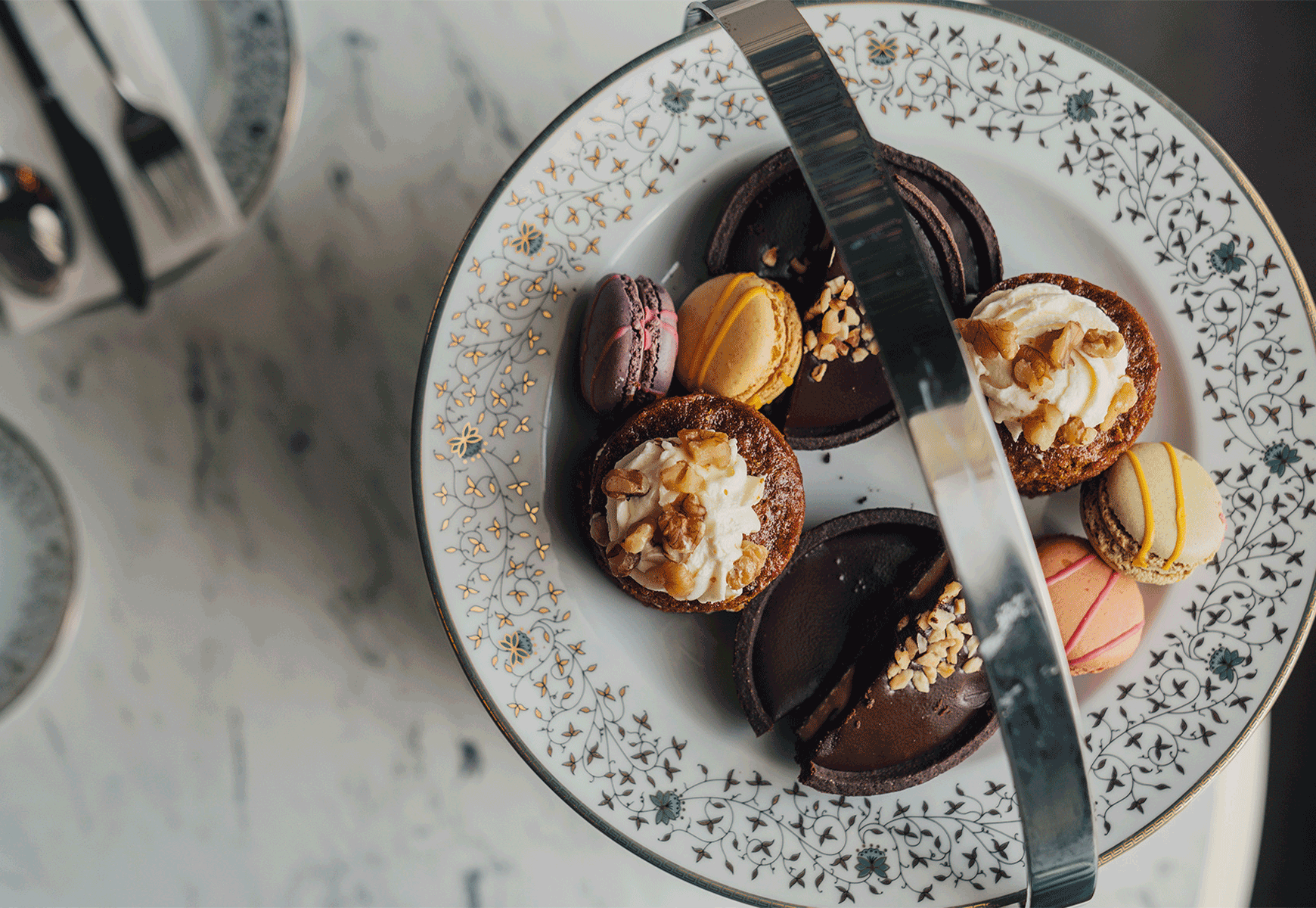 Aerial shot of afternoon tea