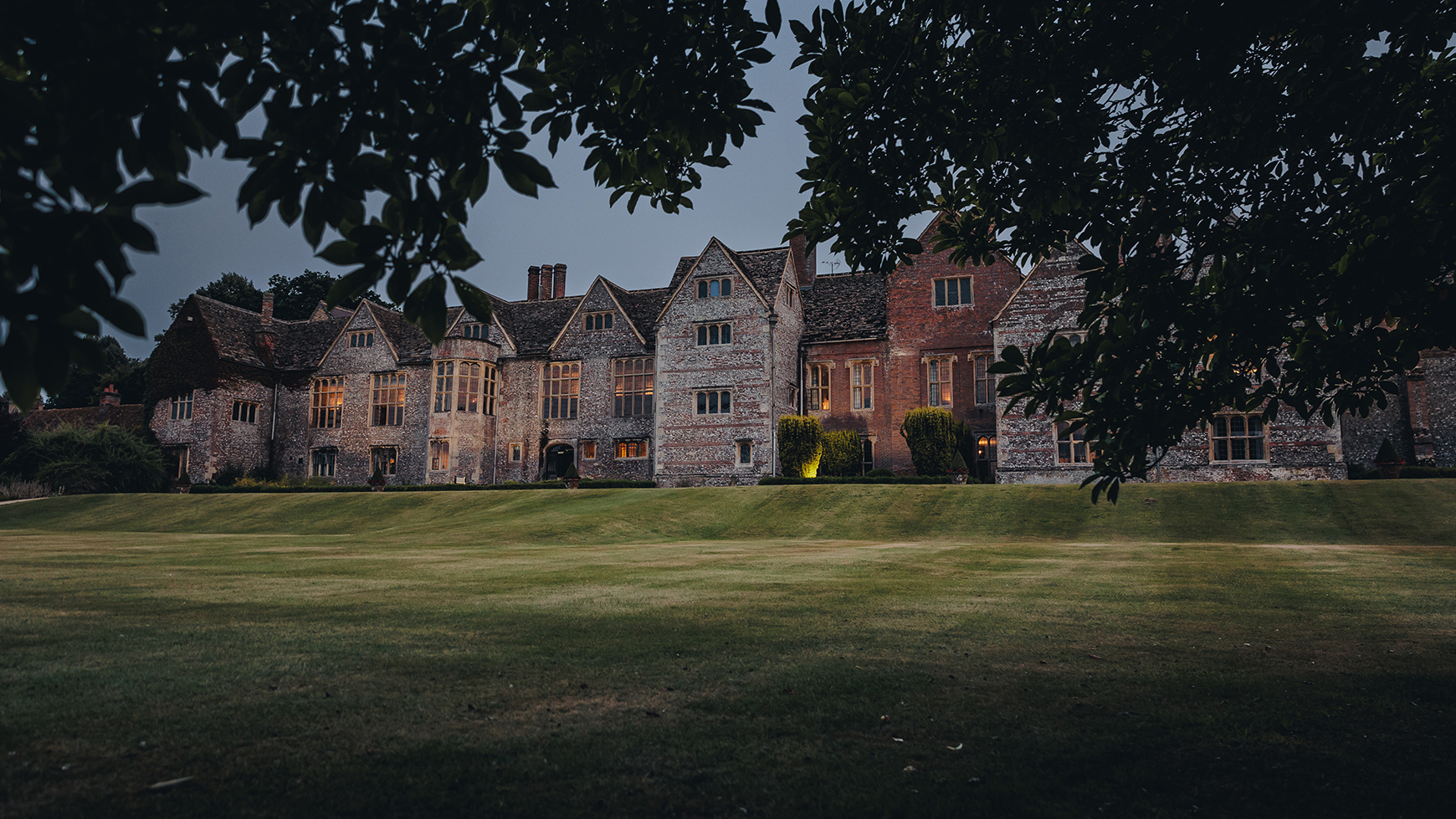 Littlecote House as the evening falls in the autumn