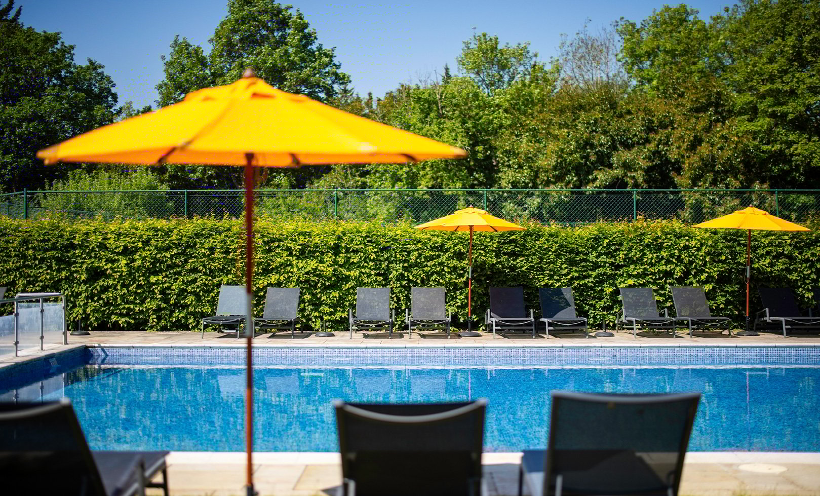 The outdoor pool at The Runnymede on Thames
