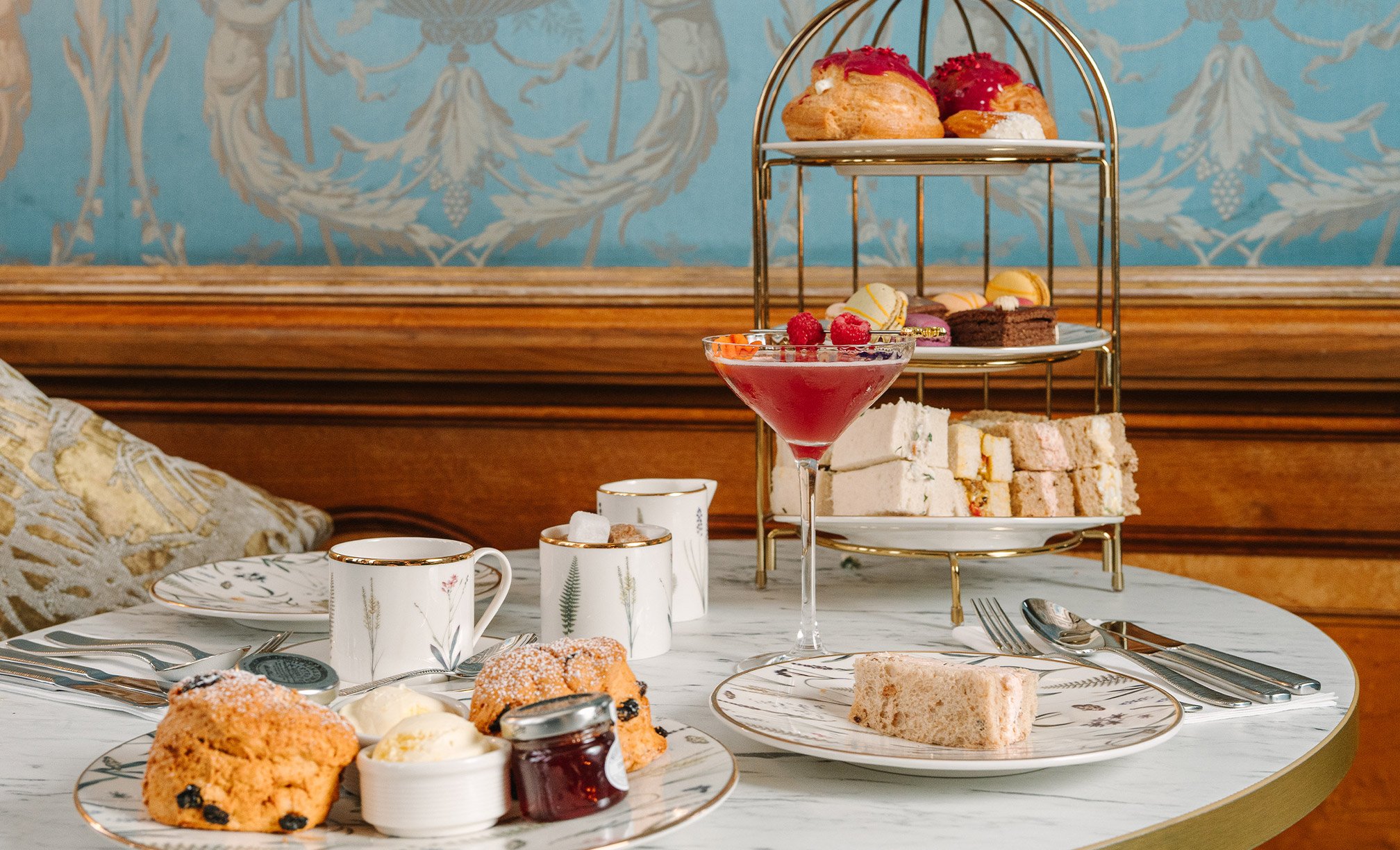 Afternoon tea at Thoresby Hall in the Blue Room